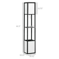Modern Square Column Shelf Floor Lamp, Dual Ambient Light, Black Finish