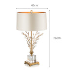 Gold Crystal Branch Table Lamp, White Drum Shade, 30 Inch