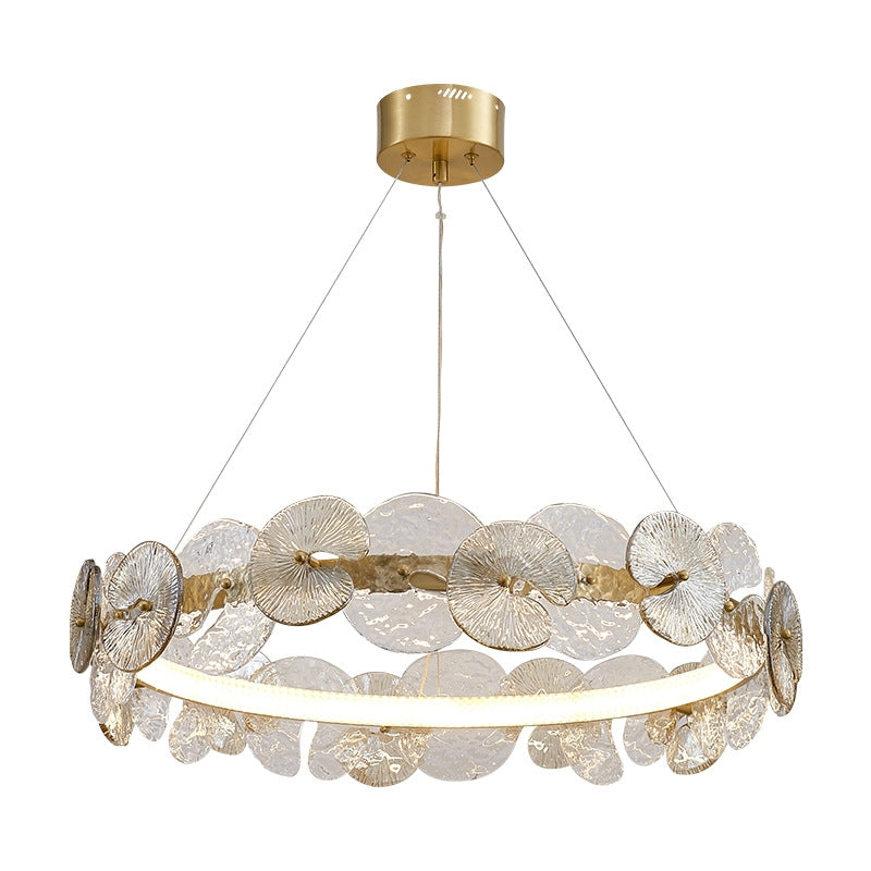 Round Bronze Chandelier, Modern Minimalist, 24 in.