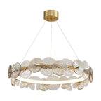 Round Bronze Chandelier, Modern Minimalist, 24 in.