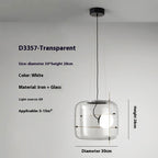 Art Glass Bedside Pendant Light, Smoke Gray, Clear or Cognac