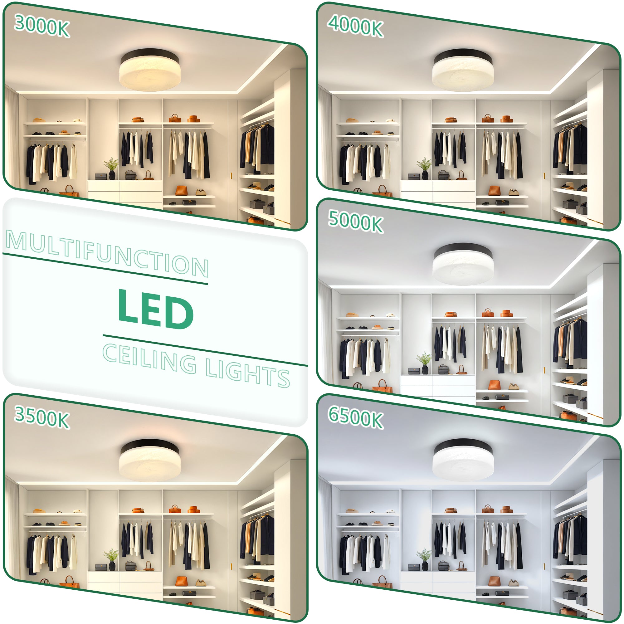 Luxury Gold LED Flush Mount Ceiling Light, 12 in. Slim Low-Profile Fixture