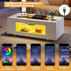 LED Smart Coffee Table with App Control, White