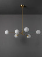 Minimalist 6-Light Wrought Iron Chandelier with Glass Shades