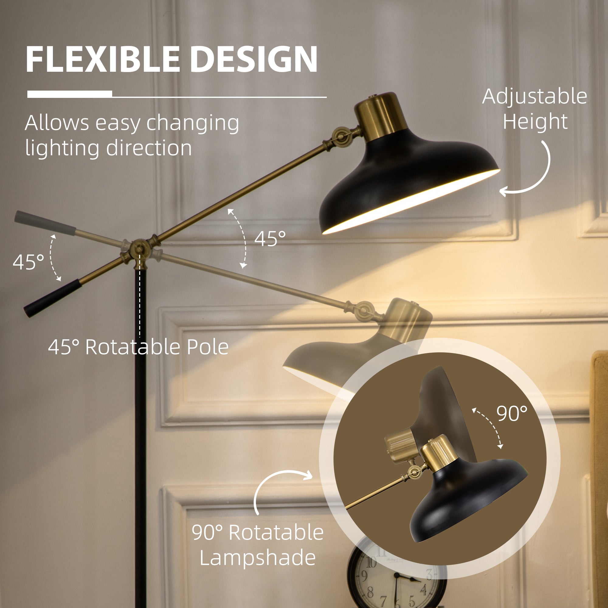 Adjustable 3-Light Tree Floor Lamp, Standing Reading Lamp