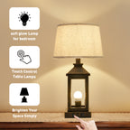 20.5in Black Gold Farmhouse Bedside Table Lamp