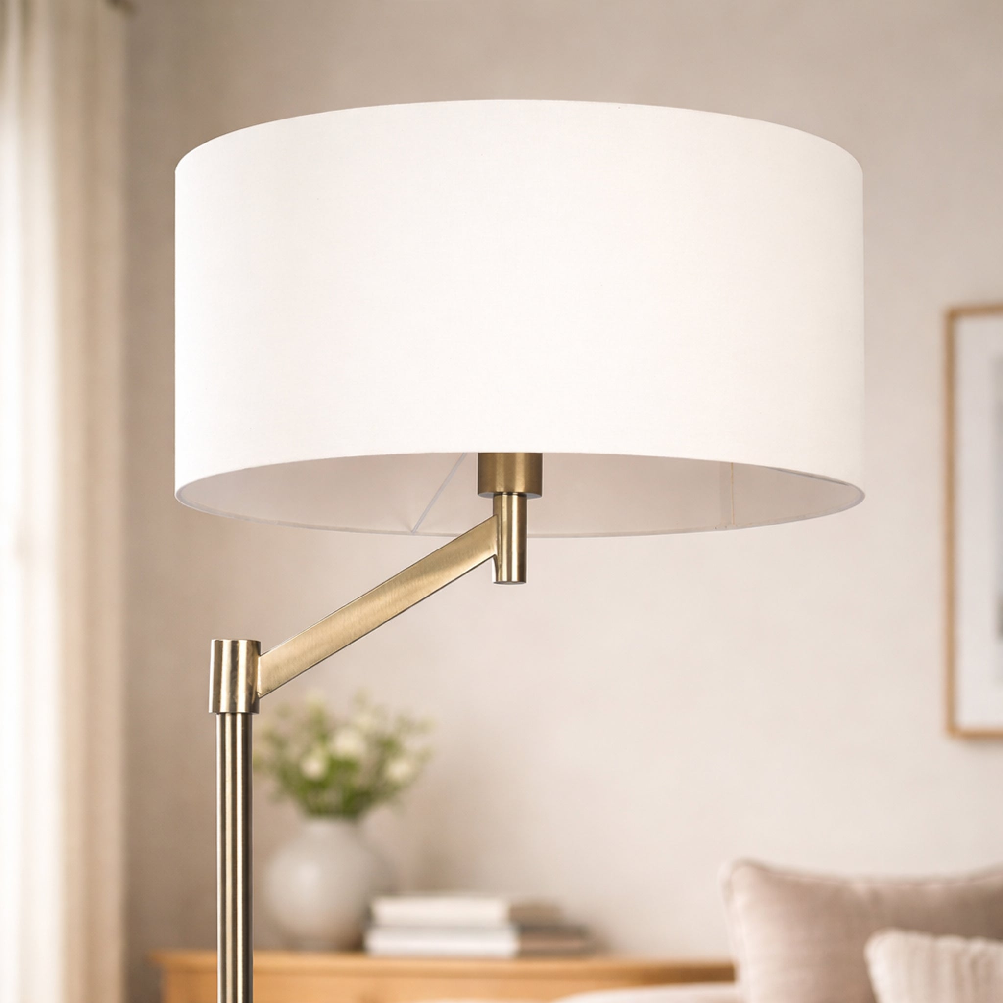Horizon Brushed Nickel Table Lamp With On Off Switch Curved Metal Base