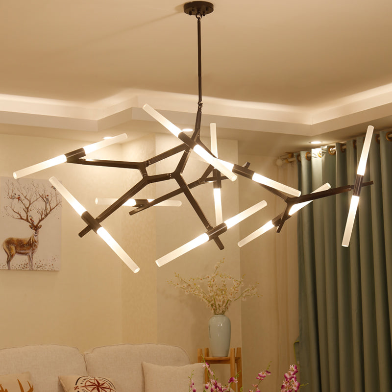 Modern Black Iron Branch Chandelier, 6 to 18 Lights