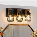 18inch Industrial Vintage 3-Light Wall Sconce - Black Cage Wall Lighti