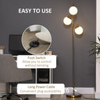 Modern 3-Light Tree Floor Lamp with Adjustable Globe Shades, Black