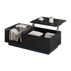 Height-Adjustable LED Coffee Table with Hidden Storage