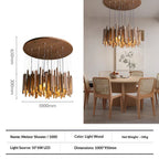 Minimalist Wood Chandelier, Light or Dark Finish, 16–47 in.