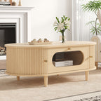 Wood Coffee Table with Drawer and Roller Door, 39 in
