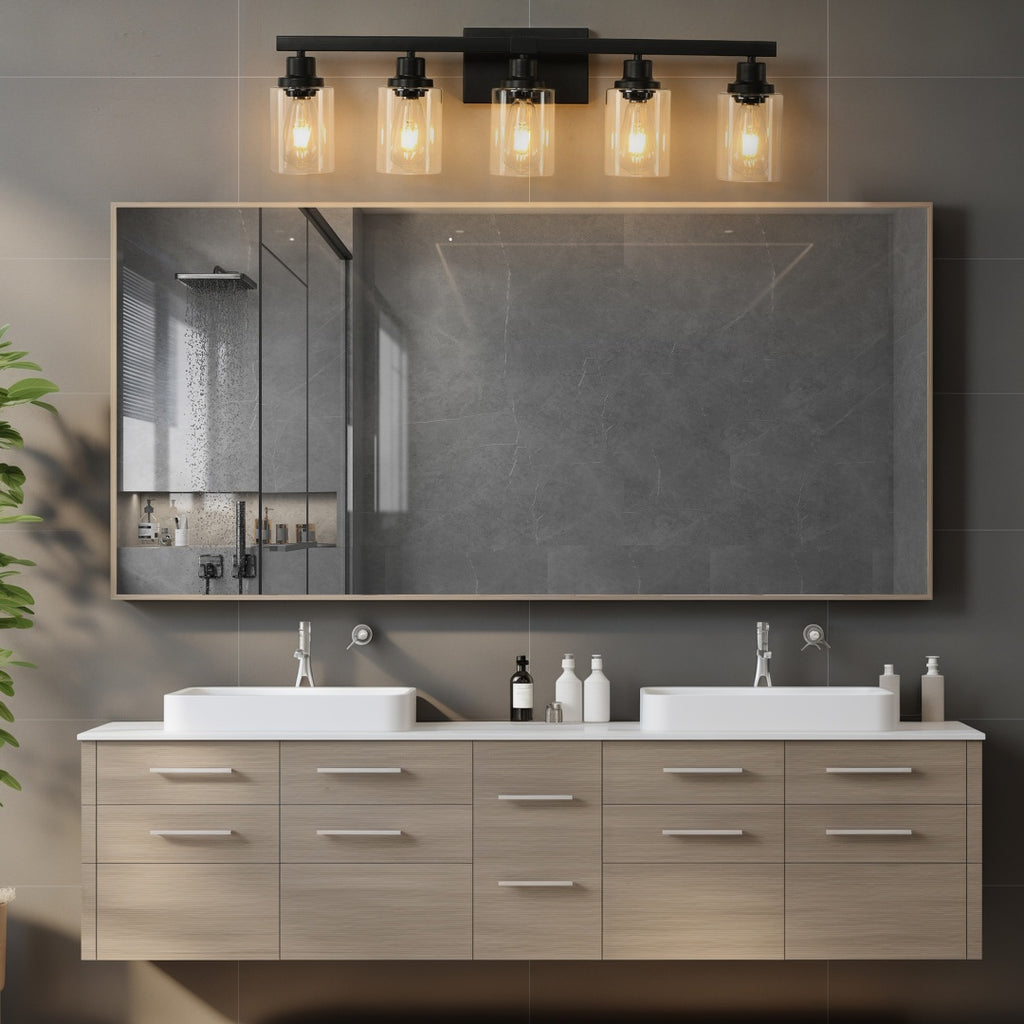 31 Modern Black 5-Light Bathroom Vanity Light Fixture