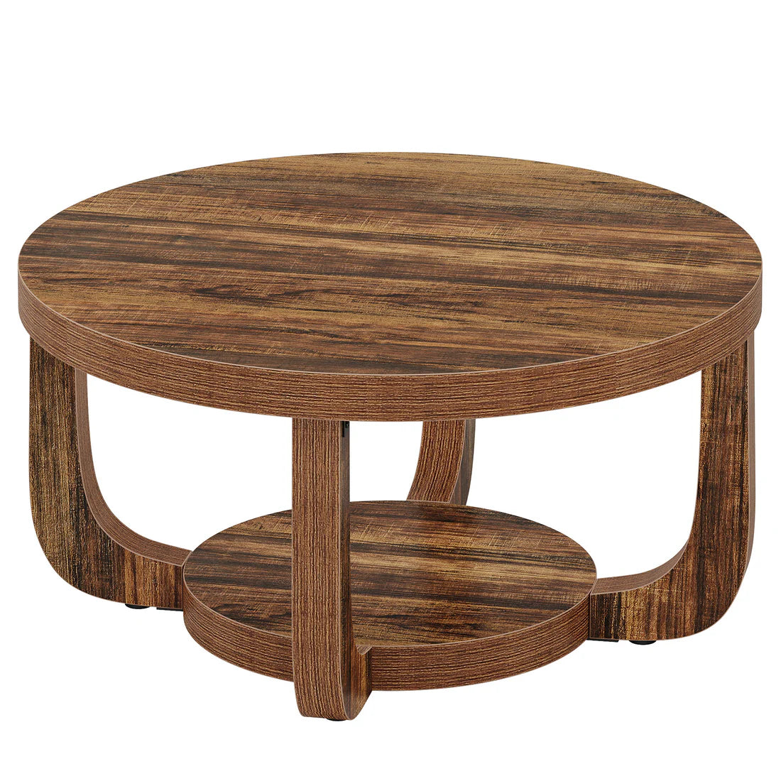 Two-Tier Round Center Table, Curved Modern Silhouette