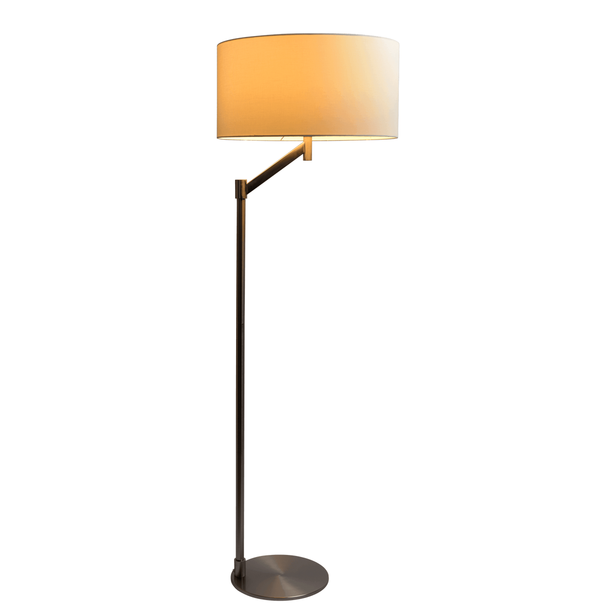 Brushed Nickel Floor Lamp, Rotary Switch, White Linen Shade, Metal Base — detail view 2