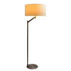 Brushed Nickel Floor Lamp, Rotary Switch, White Linen Shade, Metal Base