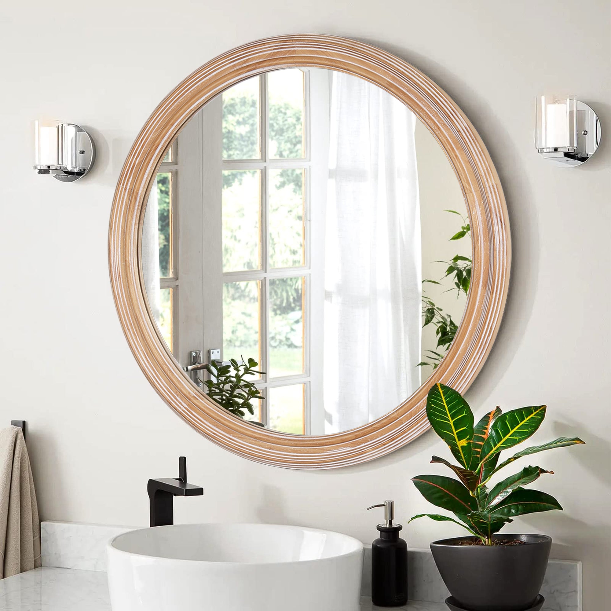 27.5 Inches Round Wall Mirror For Bathroom Vanity
