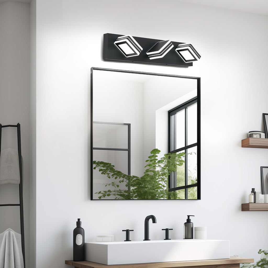 Matte Black Vanity Light Fixtures 3 Lights Up And Down LED Modern Bath