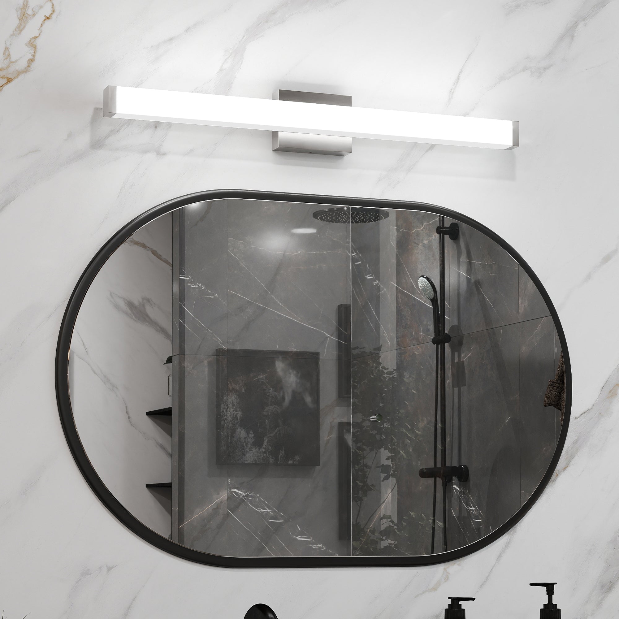 Bathroom Vanity Light Brushed Nickel Square LED 33inch 18W 6000K Cool