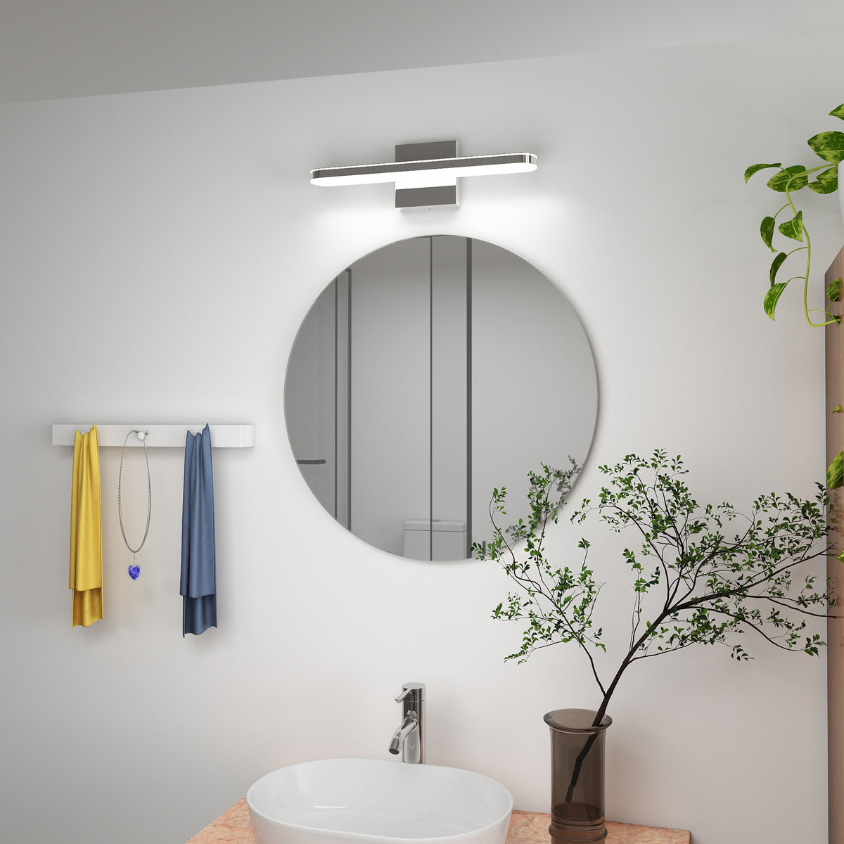 Modern LED Vanity Light Bar, Dimmable, 16 in. for Bathroom over Mirror — detail view 3