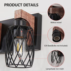 24 Industrial Vintage 4-Light Wall Sconce - Black Cage Wall Lighting F