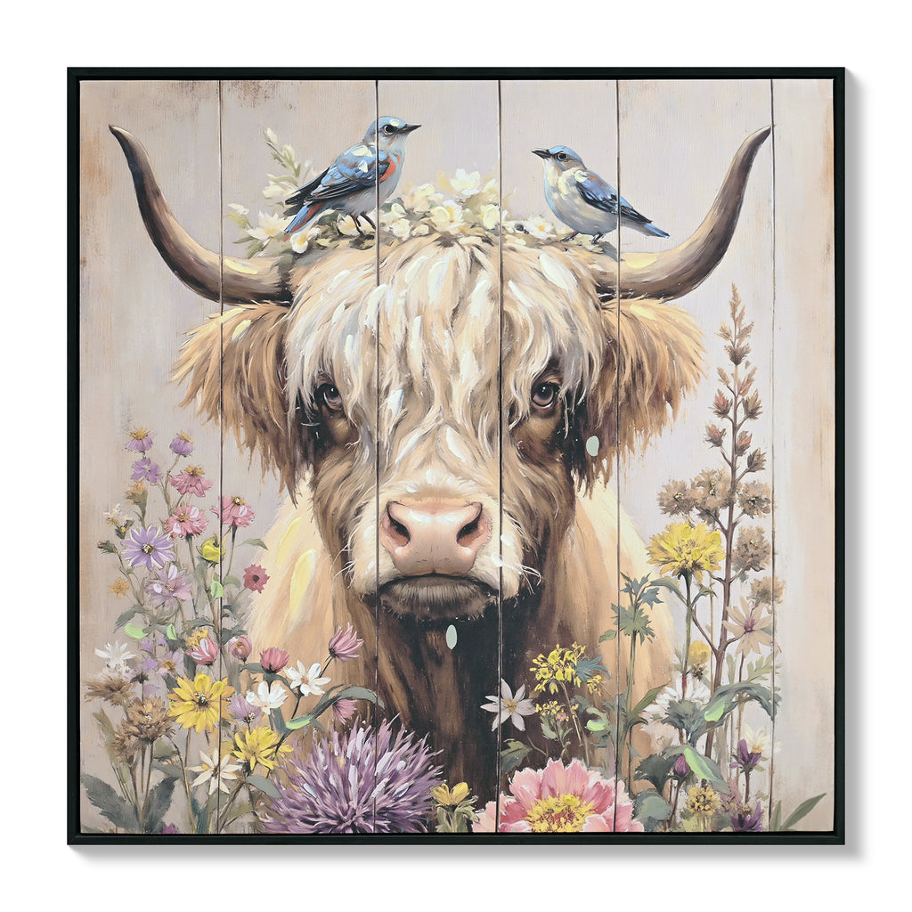 Farmhouse Highland Cow Wall Decor In Neutral Colour Rustic Cow And Chr