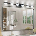43in Black Minimalist LED Bathroom Vanity Light With Crystal Sand Acry