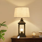 20.5in Black Gold Farmhouse Bedside Table Lamp