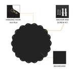 Solid Wood Wavy Mirror-Black Vanity Mirror Wall Decor 36X 36 Modern Mi