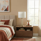 Luna Brushed Nickel Table Lamp With On Off Switch Clear Glass Body Met
