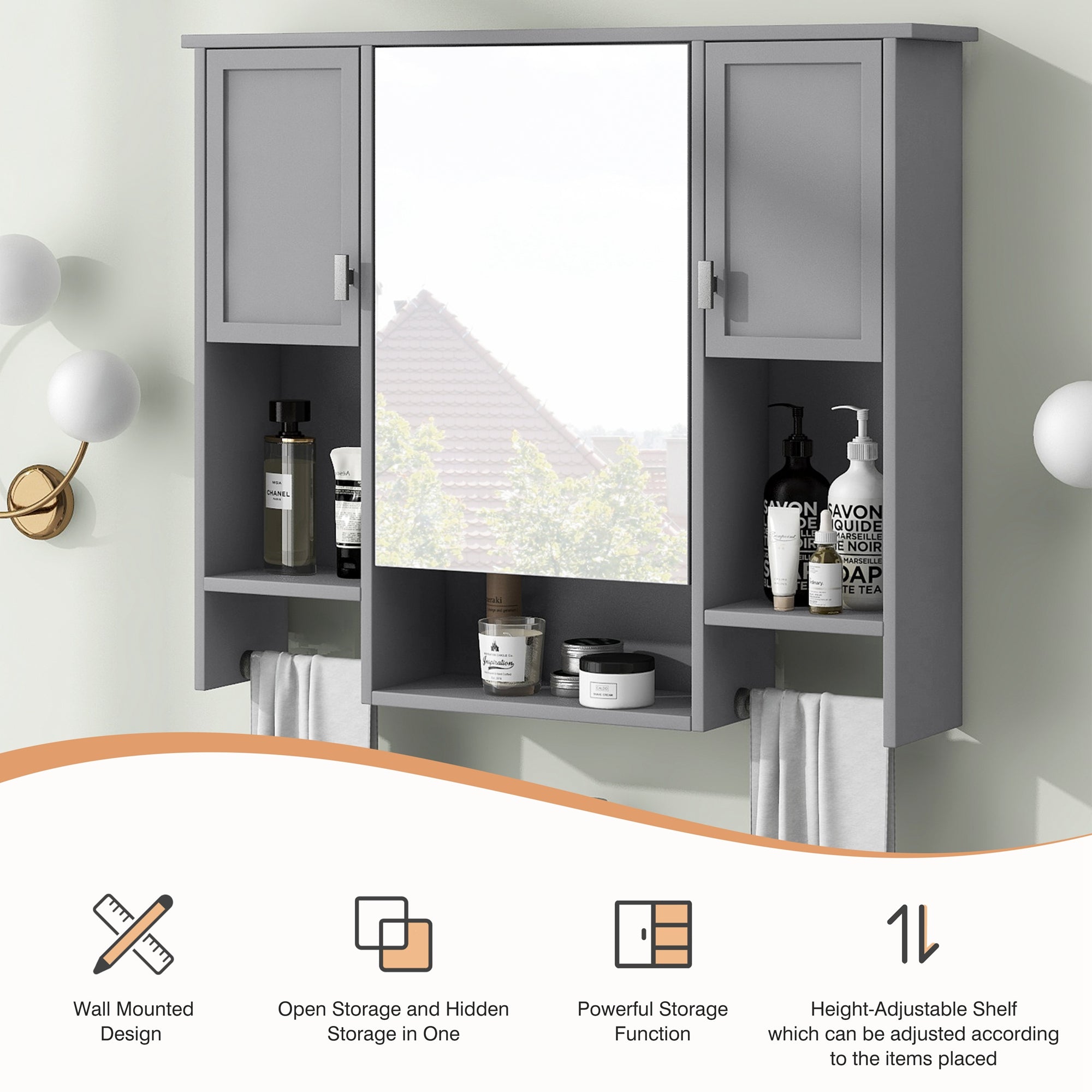 35'' X 28'' Modern Wall Mounted Bathroom Storage Cabinet