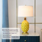 Ceramic Pineapple Table Lamp, Yellow with Brass-Tone Base