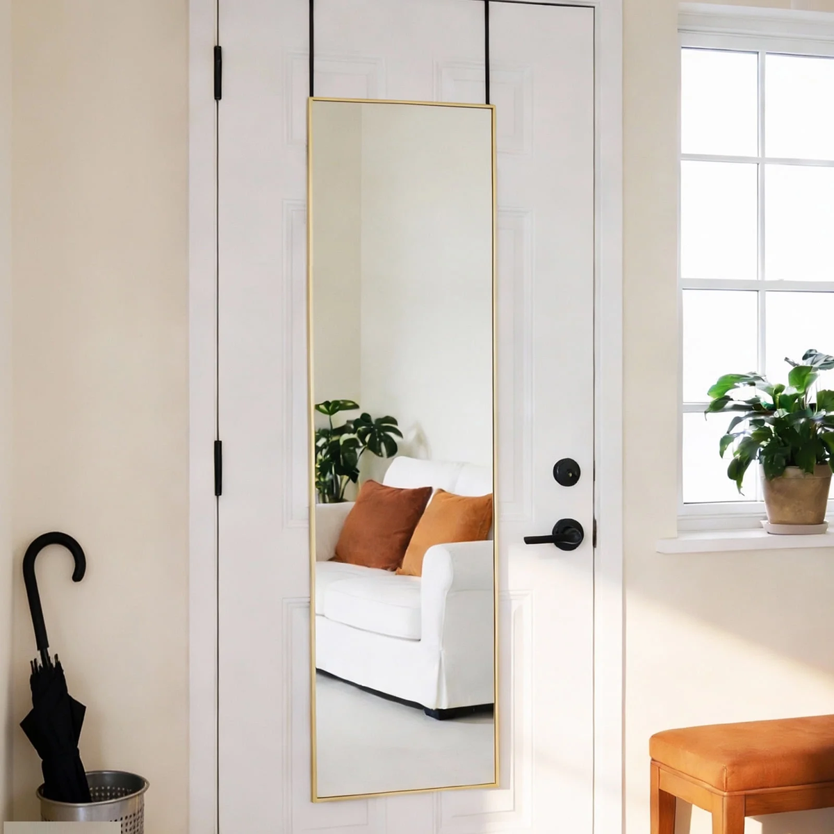 Full-Length Wall Mirror, Floor-Standing or Wall-Mounted, 47 in. Arch or Rectangle for Bedroom — detail view 3
