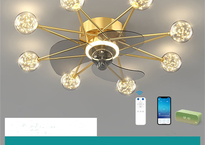 Starry Globe Ceiling Fan with LED Light, Milky White or Star Shades