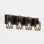 24 Industrial Vintage 4-Light Wall Sconce - Black Cage Wall Lighting F