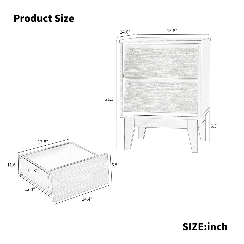 Vintage Bevel Nightstand Set of 2, Mid-Century Modern