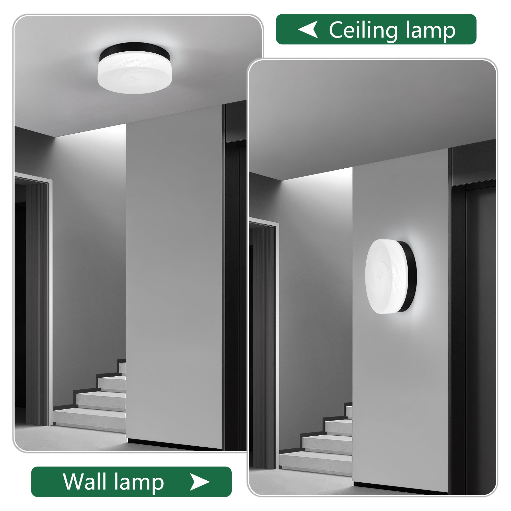 Black 12 in. LED Flush Mount Ceiling Light, Round Low-Profile Fixture