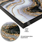 Black and Gold Abstract Glass Wall Art, Modern Small Wall Decor