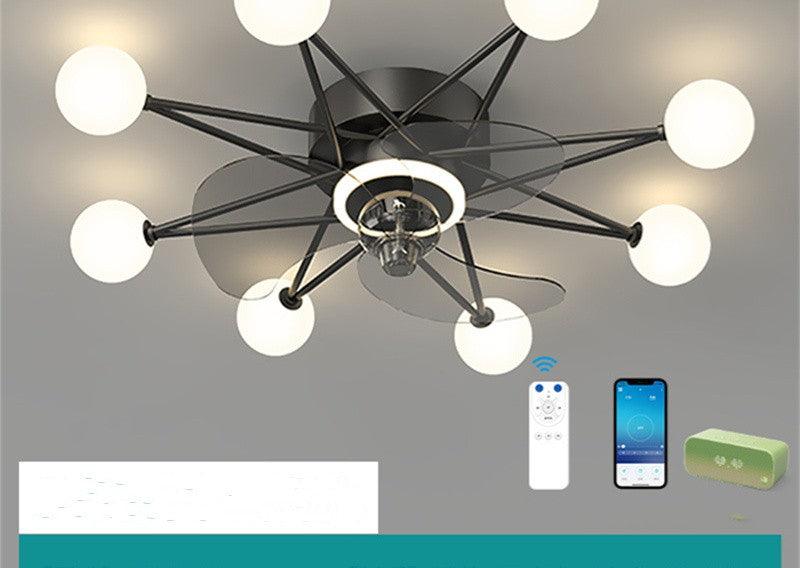 Starry Globe Ceiling Fan with LED Light, Milky White or Star Shades