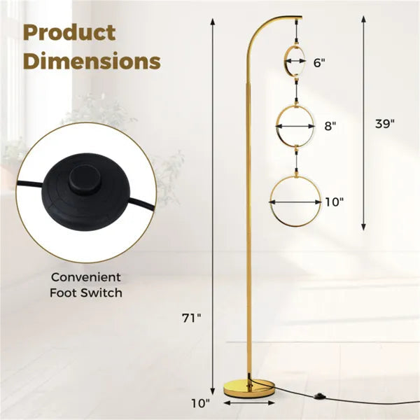 Dimension diagram for Modern 3-Circle LED Pendant Light, Dimmable, 3 Color Temperatures