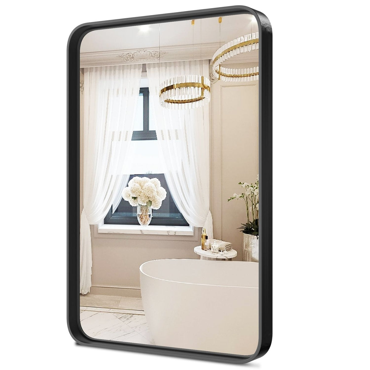 Rectangular Metal Framed Wall Mirror, Gold and Silver Frame, 22x30 and 24x36 in., for Bathroom — detail view 3