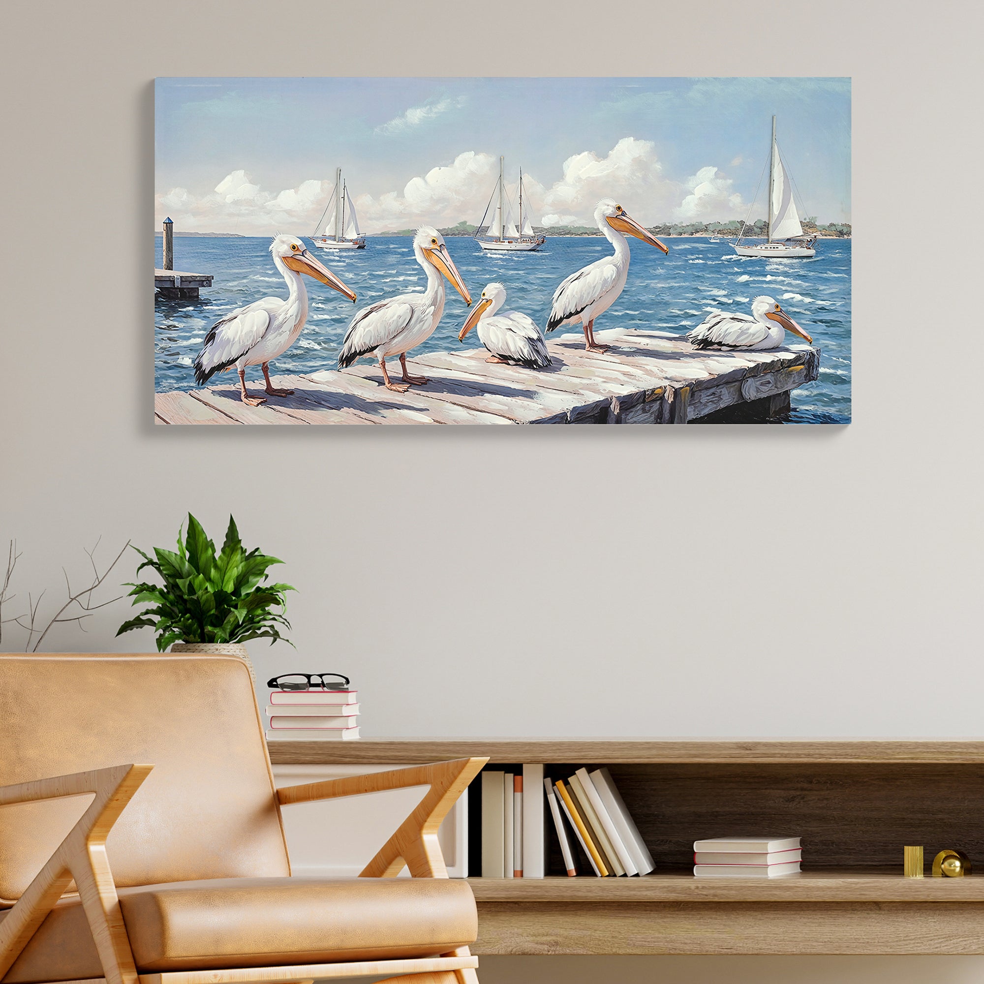 Beach Wall Art - Large Blue Ocean Seagull Canvas Pictures For Living R