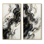 Framed Black and White Abstract Canvas Wall Art, Minimalist Prints, Set of 2