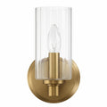 Jardin Single Light Wall Sconce With Clear Ribbed Glass - Satin Brass
