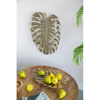 Gold Metal Monstera Leaf Wall Decor, 18.9 in. Botanical Wall Art
