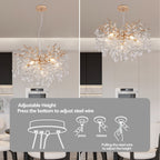 Gold Crystal Tree Branch Chandelier, Modern Luxury Pendant Light Fixture