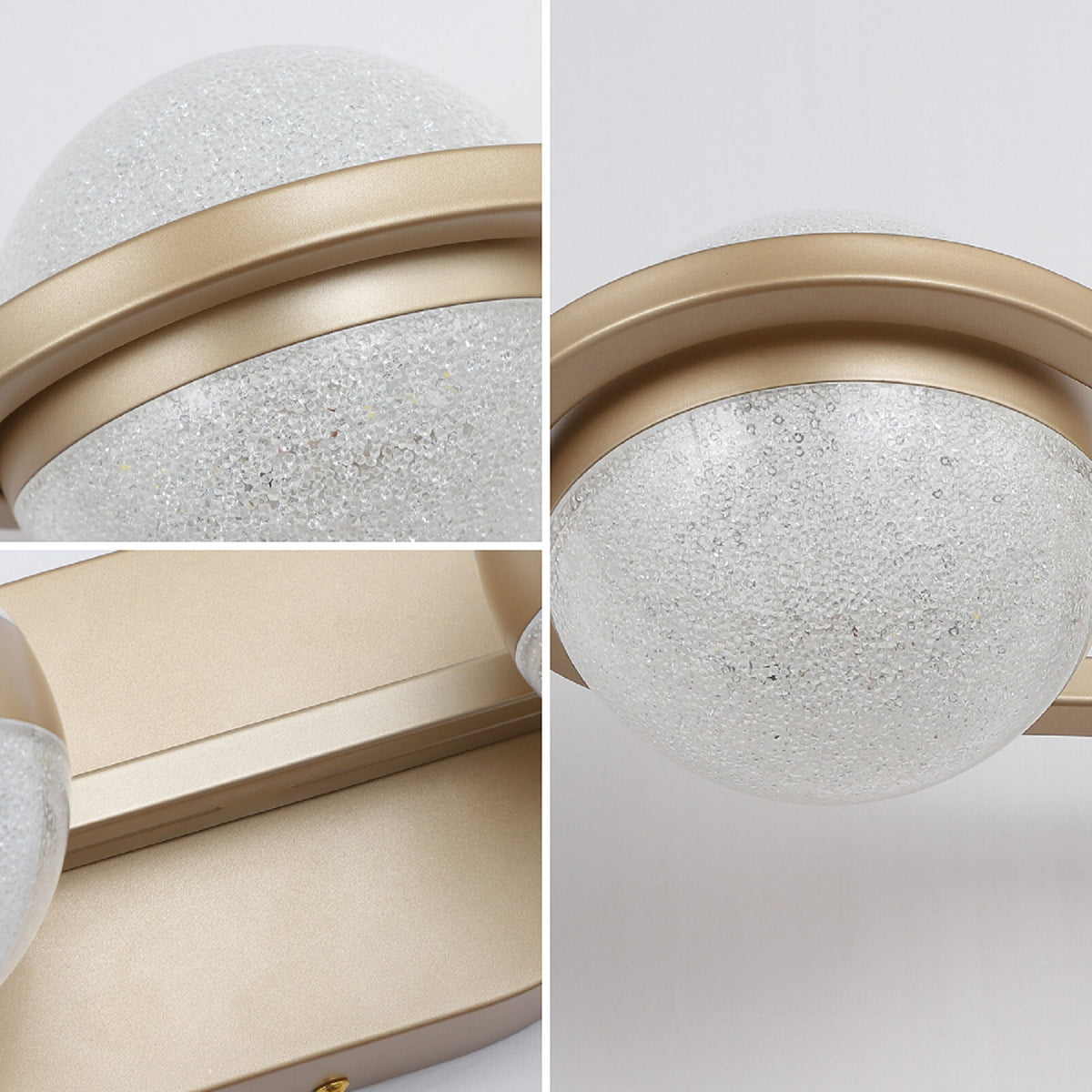 Minimalist LED Bathroom Vanity Light, 28 in. 4-Light Crystal Sand Acrylic, Gold — detail view 2