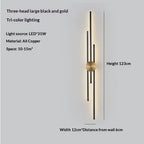 Full Copper Linear Wall Sconce, 25 to 48 in Lengths