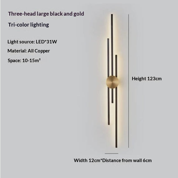Full Copper Linear Wall Sconce, 25 to 48 in Lengths